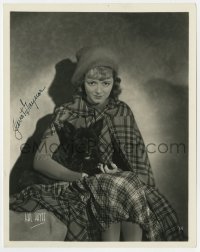 7s488 JANET GAYNOR signed deluxe 8x10.25 still 1930s wonderful portrait with her dog by Hal Phyfe!