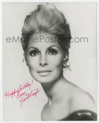 7s929 JANET LEIGH signed 8x10 REPRO still 1990s head & shoulders portrait with wild hairstyle!