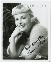 7s930 JEAN WALLACE signed 8x9.75 REPRO still 1980s close portrait of the pretty blonde actress!