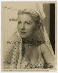 7s498 JOAN FONTAINE signed 7.75x10 still 1947 head & shoulders portrait of the beautiful star!