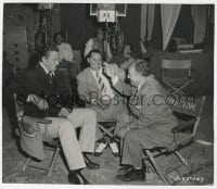 7s511 JOHN WAYNE signed 7.5x9 still 1949 candid with director on the set of Wake of the Red Witch!