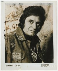 7s937 JOHNNY CASH signed 8x10 publicity still 1980s great portrait of the legendary musician!