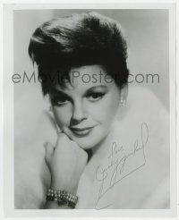 7s941 JUDY GARLAND signed 8.25x10 REPRO still 1960s glamorous portrait wearing fur & jewelry!