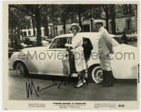 7s541 MARLENE DIETRICH signed 8x10.25 still 1964 standing by cool car in Paris When It Sizzles!