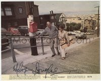 7s336 MELVYN DOUGLAS signed color 8x10 still 1972 w/Trish Van Devere in One is a Lonely Number!