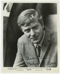 7s552 MICHAEL CAINE signed 8x10 still 1966 head & shoulders close up on the set of Alfie!