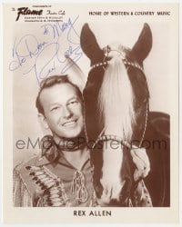 7s974 REX ALLEN signed 8x10 REPRO still 1960s great cowboy portrait with his horse Koko!