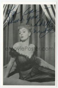 7s985 SHELLEY WINTERS signed 4x6 REPRO still 1980s sexy portrait on bed wearing nylon lingerie!