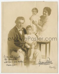 7s632 TYRONE POWER SR. signed deluxe 7.5x9.25 still 1916 Xmas portrait with his more famous son!