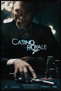 7s017 CASINO ROYALE signed teaser DS 1sh 2006 by Mads Mikkelsen, c/u of Daniel Craig as James Bond!
