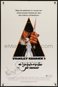 7s276 CLOCKWORK ORANGE signed 1sh 1972 by Malcolm McDowell, Stanley Kubrick, Philip Castle art!