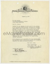 7s703 FRED ASTAIRE signed contract 1940 paying MGM $133.69 for a clip from Broadway Melody of 1940!