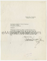 7s706 JOAN CRAWFORD signed contract 1940 letting the Community Chest use more recordings of her!