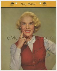 7s662 BETTY HUTTON signed Dixie ice cream premium 1952 great portrait with info on the back!