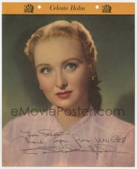 7s663 CELESTE HOLM signed Dixie ice cream premium 1949 great portrait with info on the back!