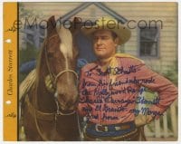 7s664 CHARLES STARRETT signed Dixie ice cream premium 1952 portrait w/horse from Laramie Mountains!