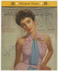7s667 ELIZABETH TAYLOR signed Dixie ice cream premium 1952 sexy portrait in lace halter top!