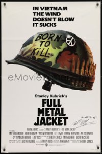 7s277 FULL METAL JACKET signed advance 1sh 1987 by Adam Baldwin, Stanley Kubrick, Philip Castle art!