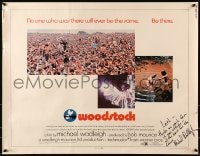 7s059 WOODSTOCK signed 1/2sh 1970 by director Michael Wadleigh, legendary rock 'n' roll film!