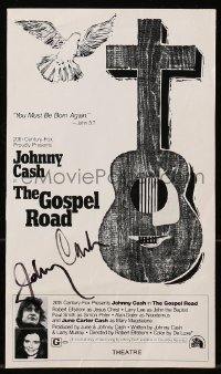 7s151 JOHNNY CASH signed cut pressbook ad 1970s includes 1968 Johnny Cash at Folsom Prison record!