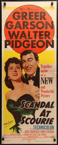 7s048 SCANDAL AT SCOURIE signed insert 1953 by Greer Garson, great close up with Walter Pidgeon!