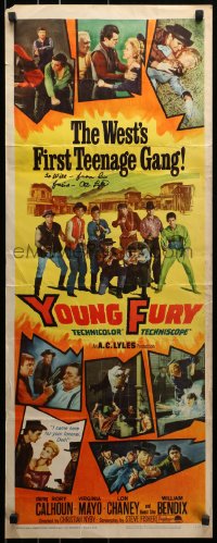 7s052 YOUNG FURY signed insert 1965 by A.C. Lyles, The West's First Teenage Gang!