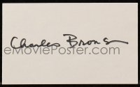 7s158 CHARLES BRONSON signed 3x5 index card 1980s includes the 1974 Death Wish soundtrack album!