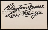 7s159 CLAYTON MOORE signed 3x5 index card 1980s also included is a 1964 Lone Ranger record!