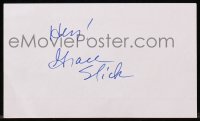 7s163 GRACE SLICK signed 3x5 index card 1980s includes a 1967 Surrealistic Pillow record!
