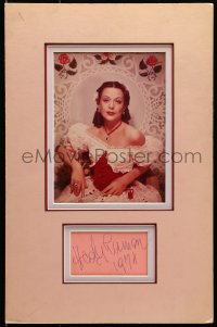 7s205 HEDY LAMARR signed 3x5 index card in 13x20 display 1974 ready to frame & hang on the wall!
