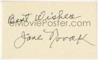 7s810 JANE NOVAK signed 3x5 index card 1980s it can be framed & displayed with a repro still!