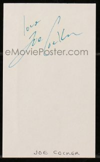 7s165 JOE COCKER signed 3x5 index card 1980s includes a 1969 Joe Cocker! record!