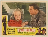 7s292 FBI GIRL signed LC #4 1951 by Audrey Totter, who's close up worried by Tom Drake!