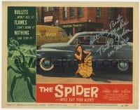 7s305 SPIDER signed LC #4 1958 by Bert I. Gordon aka Mr. Big, scared woman crouching by car!