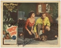 7s306 TARGET EARTH signed LC 1954 by Kathleen Crowley, who's by Richard Denning & Virginia Grey!