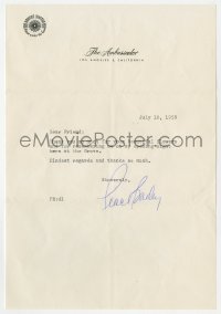 7s690 PEARL BAILEY signed letter 1959 thanking a fan for sending flowers on her opening night!
