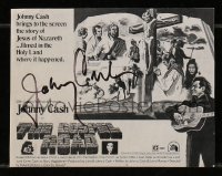 7s177 JOHNNY CASH signed 4x5 pressbook clipping 1973 includes 1963 All Aboard the Blue Train record!