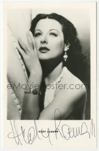 7s749 HEDY LAMARR signed German 4x6 postcard 1980s close up of the beautiful leading lady!