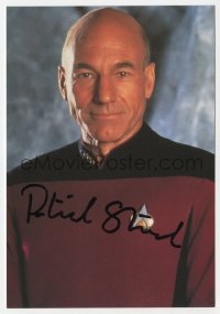 7s752 PATRICK STEWART signed 4x6 postcard 1991 portrait as Star Trek TNG's Captain Jean-Luc Picard!