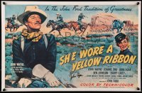 7s074 JOHN AGAR signed 14x22 REPRO poster 1980s great artwork for She Wore a Yellow Ribbon!