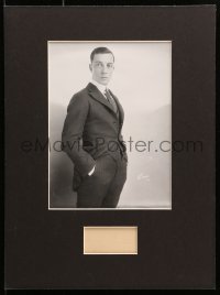 7s109 BUSTER KEATON signed 2x5 postcard in 12x16 display 1920s ready to hang on the wall!