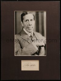 7s117 GEORGE ARLISS signed 3x4 cut album page in 12x16 display 1930s ready to hang on the wall!