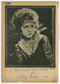 7s736 GLADYS WALTON signed 8x11 magazine page 1987 portrait of the silent actress by Freulich!