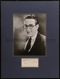 7s118 HAROLD LLOYD signed 3x6 cut album page in 12x16 display 1930s ready to hang on the wall!