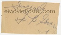 7s792 LEO GORCEY signed 2x4 cut album page 1940s it can be framed & displayed w/ a repro still!
