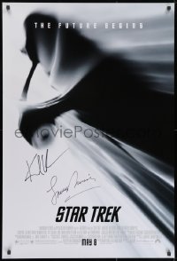 7s032 STAR TREK signed advance DS 1sh 2009 by BOTH Leonard Nimoy AND Karl Urban, cool image!