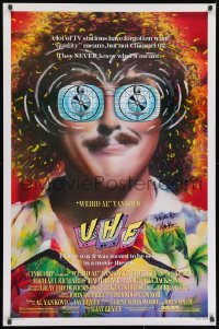 7s037 UHF signed 1sh 1989 by Weird Al Yankovic, the way TV was meant to be seen!
