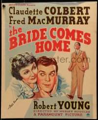 7s237 BRIDE COMES HOME signed WC 1935 by Fred MacMurray, art with Claudette Colbert & Robert Young!