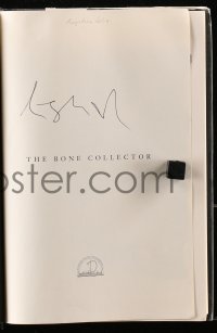 7s083 ANGELINA JOLIE signed hardcover book 1997 Jeffery Deaver's novel The Bone Collector!