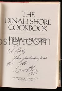 7s085 DINAH SHORE signed hardcover book 1983 the popular singer's book The Dinah Shore Cookbook!